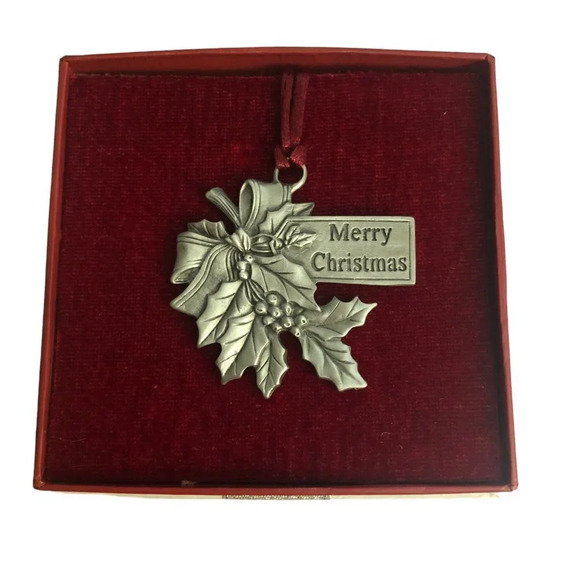 Seagull STUDIOS Pewter Holly w/Musical Packaging Christmas Xmas Tree Ornament - Picture 2 of 4